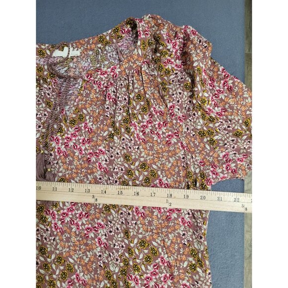 Jane + Delancey Women's M Floral Boho Lace Trim Blouse Peasant Tassel Festival - Picture 6 of 9